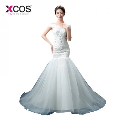 XCOS Vestido De Noiva Princesa Cheap Sexy Mermaid Wedding Dress Real Photo Lace China Wedding Dress Bridal Gown Casamento