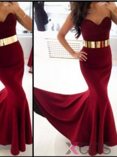 Simple Dress Elegant Mermaid Burgundy Sweetheart Long Prom Dresses/Evening Dresses CHPD-7137