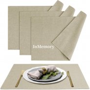 InMemory Table Cloth Placemats Set of 4 Washable Cotton Thick Faux Linen Place Mats Heat Resistant Wrinkle Free Placemat
