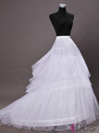 White Chapel Train Wedding Dress Cirnoline/Petticoats