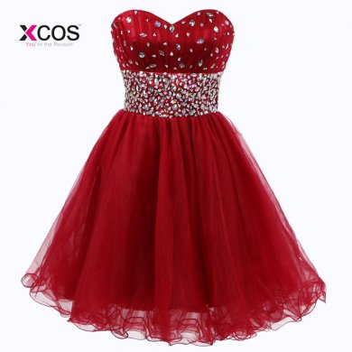 Short Junior Homecoming Dresses for Teens Rhinestone Beaded Sweetheart Tulle Semi Formal Prom Gown Graduation Dress