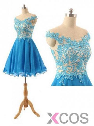 Simple-dress 2015 Elegant A-line Scoop Mini Chiffon Appliques Beading Homecoming Dress/Party Dress CHHD-8130