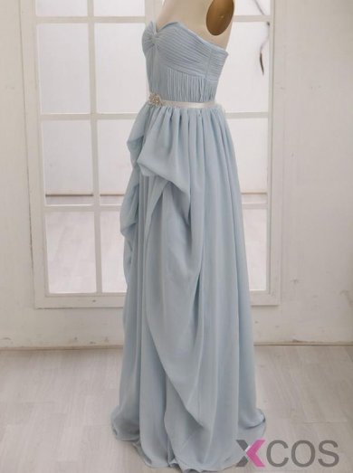 2015 Elegant A-line Sweetheart Floor Length Ruched Chiffon Prom Dress With Belt CHPD-7237