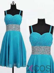 Simple Dress Handmade Spaghetti Beading Short Chiffon Prom Dresses/Homecoming Dresses/Party Dresses CHPD-7218