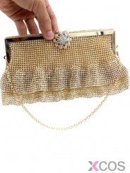 Women Handmade Full Rhinestone Gold Wedding Bridal Clutches