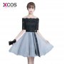 XCOS Short Prom Dresses 2018 Off Shoulder Sexy Black Lace Prom Gown Formal Dress Women Occasion Party Dresses Robe De Soiree