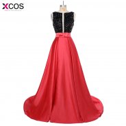 Pakistan Robe de soiree Sexy Beaded Backless Pockets Women Party Events Gown Red Black Arabic Long Evening Dress 2018