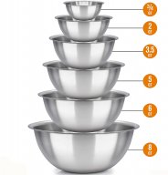 Forsure mixing bowl Set of 6 - stainless steel mixing bowls - Polished Mirror kitchen bowls - Set Includes ¾, 2, 3.5, 5, 6, 8 Quart - Ideal For Cooking & Serving - Easy to clean - Great gift