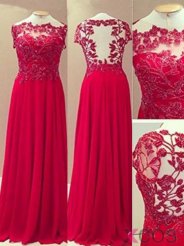 Elegant A-line Sweetheart Floor Length Hollow Appliqued Style Chiffon Prom Dress CHPD-7217