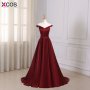 Robe De Soiree Evening Dress Long 2018 Wine Red Elegant Satin V Neck Prom Party Dresses Evening Gown Abendkleider Abiye