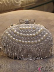 Silver Pearl Clutches and Evening Event Bags With Pearl