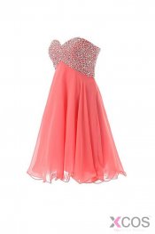 Empire Waist Watermelon Sweetheart Short Prom Homecoming Dress ED0673