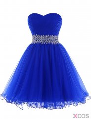 Cute Sweetheart Beaidng A-line Short Royal Blue Prom/Cocktail Dress