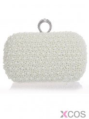 Modern Beige Peral Ring Evening Handbags Clutches For Women