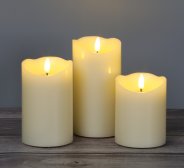 Amhui Real Wick Wax Flameless Candles with Remote Set of 3, Electric LED Pillar Candles Battery Operated Ivory Timer Fake Candles, 3 Inch Diameter 4 5 6 Inch Tall