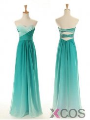 Simple Dress Elegant A-line Sweetheart Gradual Color Beading Long Chiffon Prom Dresses/Evening Dresses/Graduation Dresses CHPD-7027