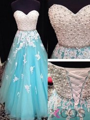 Luxurious A-line Sweetheart Pearl Applique Floor-length Prom Dresses/Quinceanera Dresses/Party Dresses TUPD-7346