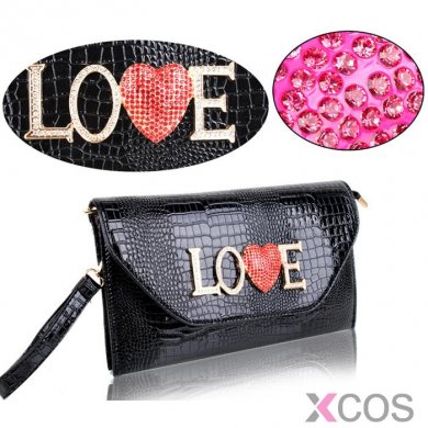 Leather Beading Love Handbag/Wallet Bag for Women's Parties