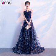 2018 New Arrival Long Prom Dresses Luxury Beaded Sleeveless Glitter Tulle Formal Evening Dress Party Gown