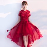 Xcos Princess Short Front Back Long Tail Cocktail Dresses Elegant 2018 Red Evening Party Gown Women Special Occasion Dress