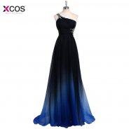 Latest Ombre Prom Dress One Shoulder Gradient Evening Dresses Beads 2018 Formal Dress Backless Vestidos De Baile