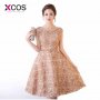 XCOS Champagne Pink Blue Short Homecoming Dress Vestidos De Graduacion Belt Mini Above Knee Cocktail Party Dresses