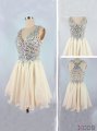 Simple-dress Elegant Beaded V-neck Short Chiffon Homecoming Dresses/Graduation Dresses CHHD-70765