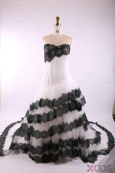 Simple Dress New 2015 Wedding Dresses, Sweetheart Black Applique Long Wedding Dresses TUWD-7073