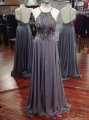 Luxurious A-line Long Chiffon Beaded Prom Dress with Backless