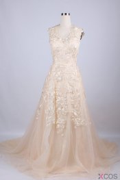 Simple Dress New-arrival Wedding Dresses for 2015, Long Tulle Applique Wedding Dresses TUWD-7065