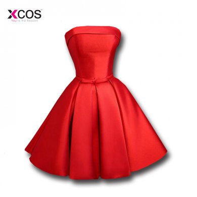 Short Graduation Dresses 2018 Cheap Red Satin Strapless Lace Up Back Mini Junior Homecoming Prom Dress vestidos cortos