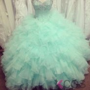 Simple-dress Handmade Sweetheart Beading Tulle Quinceanera Dresses/Sweet 16 Dresses TUPD-7387