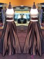 Two Piece Prom Dress/Evening Dress - Chocolate Crew Neck A-Line Beading