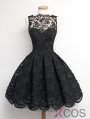 Bateau Sheer Neck Sleeveless A-line Knee Length Lace Prom Dress/Homecoming Dress LAPD-70905