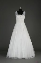 Simple Dress Elegant Floor Length Wedding Dresses, Handmade Beading Tulle Wedding Dresses TUWD-7055