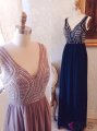 Hot A-line V-neck Floor-length Chiffon Beaded Prom Dress