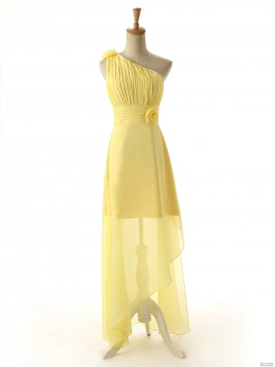 Simple Dress Handmade One-shoulder Asymmetric Daffodil Bridesmaid Dresses/Wedding Party Dresses CHBD-7223