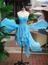 Simple Dress Handmade Sweetheart Short Chiffon Ruffle Prom Dresses/Homecoming Dresses CHPD-7156