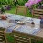 InMemory Allure Yellow and Blue Floral Bordered Print Rectangle Fabric Placemats Set of 4