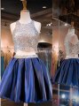 Sparkling Scoop Sliver Sequin Two-pieces Blue Homecoming Dress Prom Gowns SAHD-7099