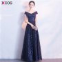 Robe De Soiree Burgundy Long Evening Dresses 2018 Floor Length Vintage Lace Cheap Navy Blue Prom Dresses