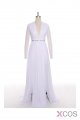 Simple White Chiffon Deep V-neck Long Wedding Dresses ED0674