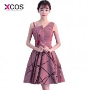 XCOS Elegant Pink Short Graduation Dresses One Shoulder Girls Red Royal Blue Mini Homecoming Dress Parttern 2018 vestidos cortos