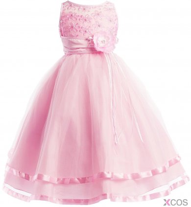 Communion Flower Girl Pageant Illusion Ribbon Tulle Dress FGD-81308