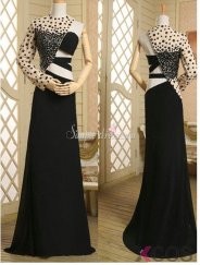 Sexy Beading One Sleeve Long Chiffon A-line Prom Dress CHPD-30987