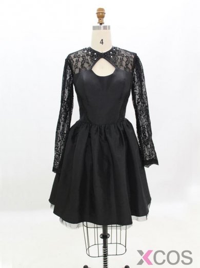 Simple Dress Handmade Black Taffeta Long-sleeve Short Prom Dresses/Homecoming Dresses CHPD-7202