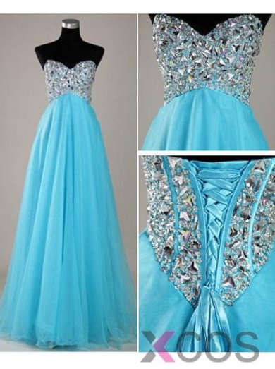 2015 Modern A-line Sweetheart Floor-length Chiffon Lace-up Beading Prom Dress CHPD-7344