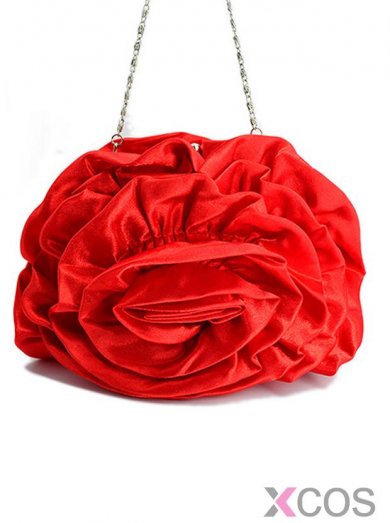 Red Silk Flower Evening Clutches For Weddings