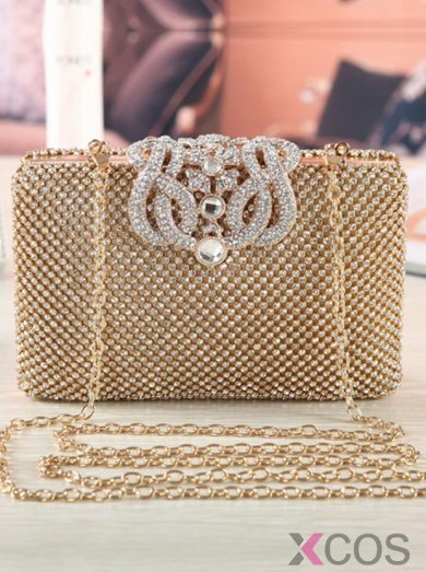 Sparkling Rhinestone Gold Party Clutches and Evening Handbags