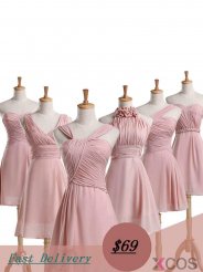 Simple-dress 2015 Best Selling Short Blush Coral Chiffon Bridesmaid Dresses under 100 CHBD-70810